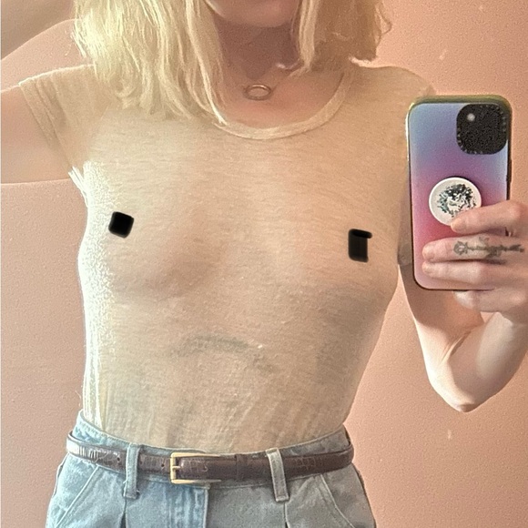 Maryam Nassir Zadeh Cream Sheer Tee - Picture 4 of 7